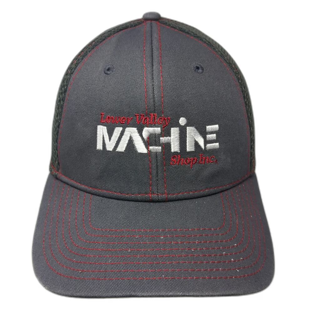 New Era Gray Baseball Cap M Lower Valley Machine Shop Mesh Stretch 39THIRTY Hat